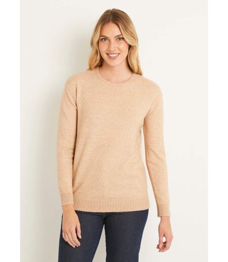 Pull chiné court col rond avec laine