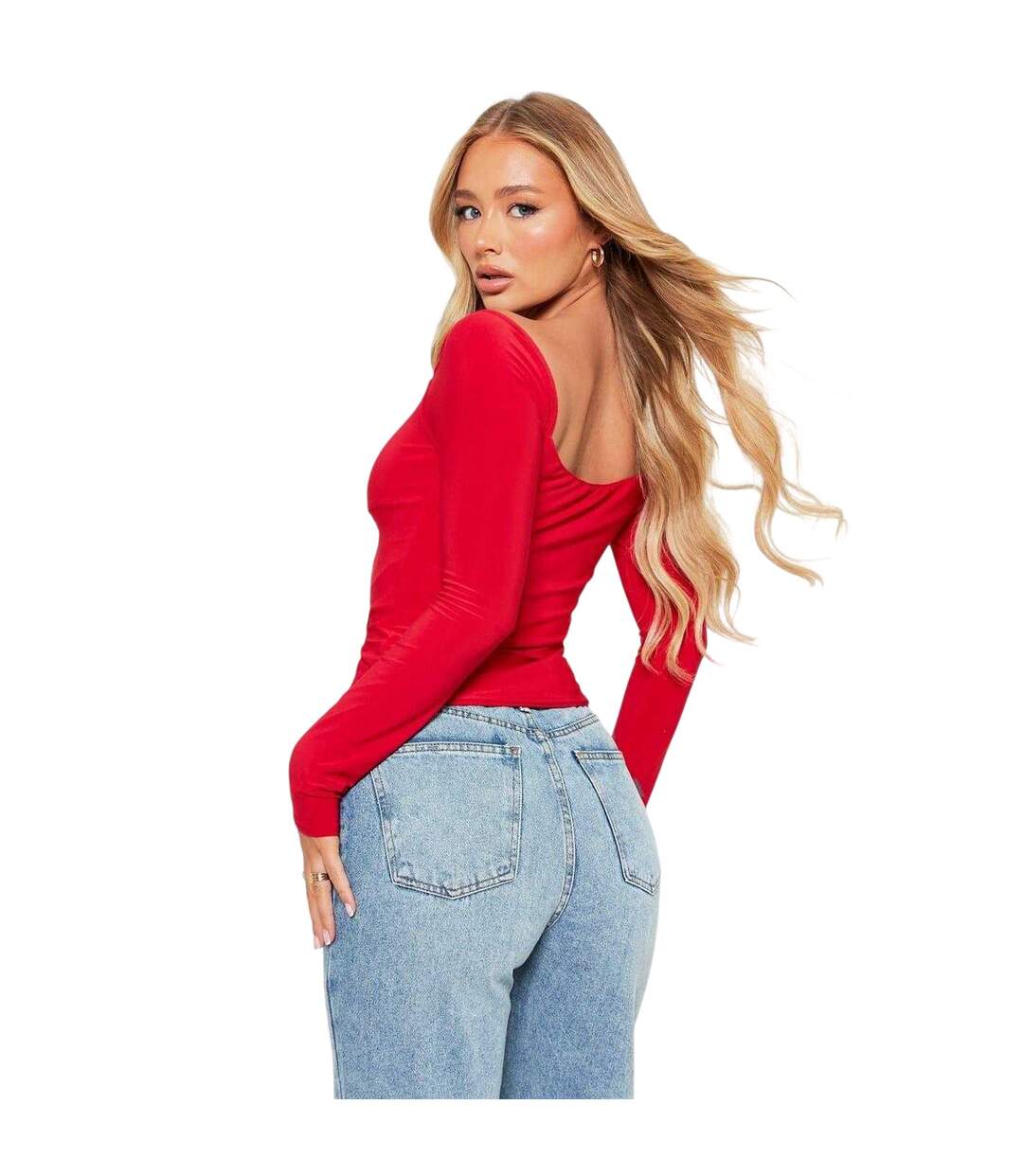 Womens/ladies Lace Up Double Layered Ruched Bust Crop Top Red I Saw It First-3