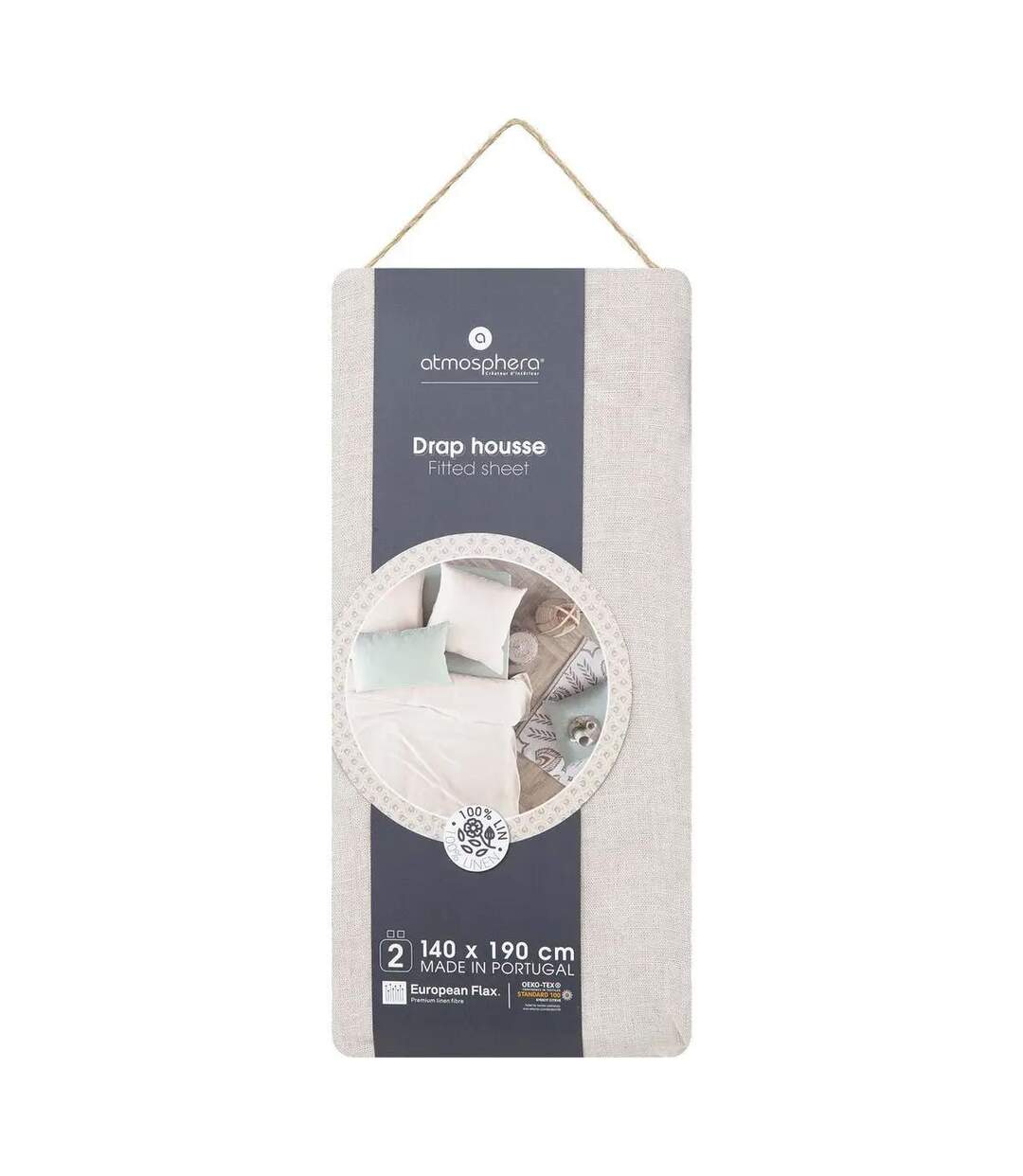 Drap Housse en Lin Adorable 140x190cm Beige Lin-4