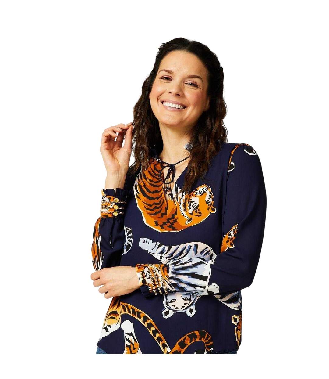 Womens/ladies Tiger Long-sleeved Blouse Multicoloured Biba-2