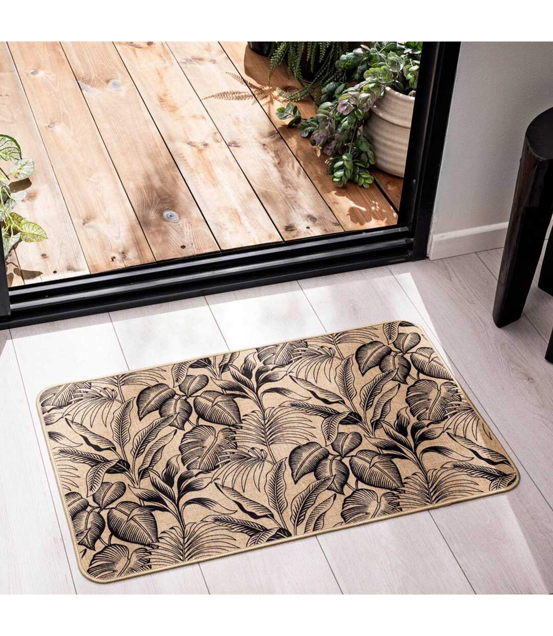 Tapis Déco Imprimé Stylis 45x75cm Naturel & Noir-4