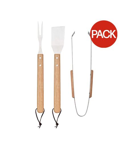 Pack of 3  Smokey oak bbq tool set  one size wood MidOcean