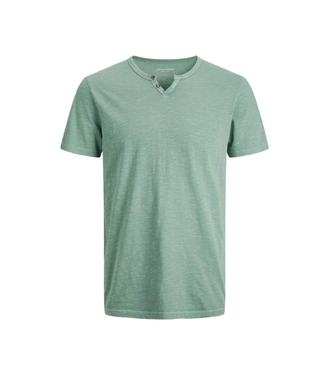 T-shirt vert homme jack & jones split neck - l-1