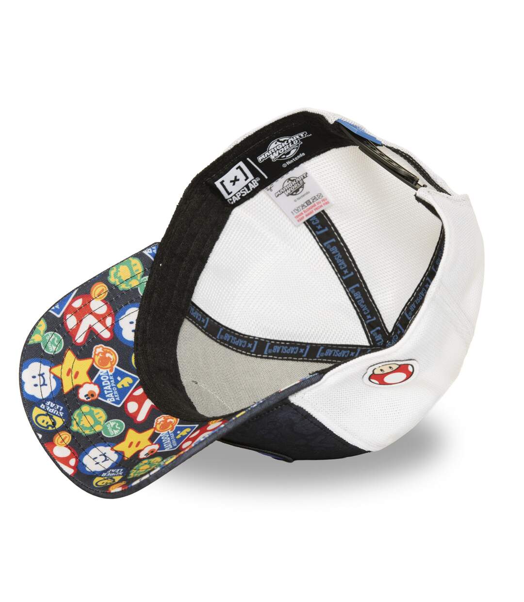 Casquette trucker premium avec filet et patch Super Mario Kart Mario Capslab-5
