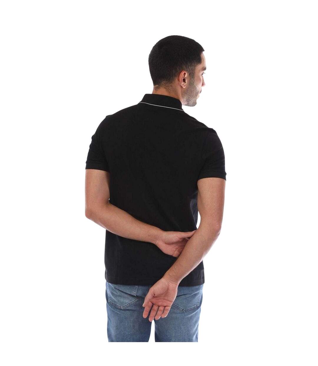Mens Tonal Logo Slim Short-sleeved Polo Shirt Black Boss-3