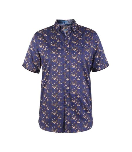 D555 Mens Kingston Floral Kingsize Short-Sleeved Shirt (Navy/Brown) - UTDC392