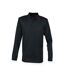 Henbury Adults Unisex Long Sleeve Coolplus Piqu Polo Shirt (Black)