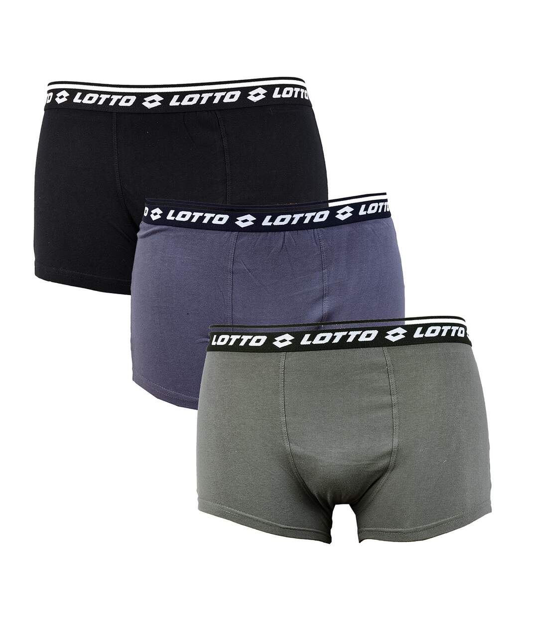 Boxer LOTTO pour Homme 100% COTON -Assortiment modèles photos selon arrivages- Pack de 3 LOTTO Assorti Gris-1