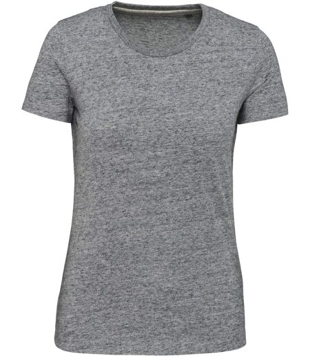 T-shirt manches courtes vintage - KV2107 - gris clair chiné - femme