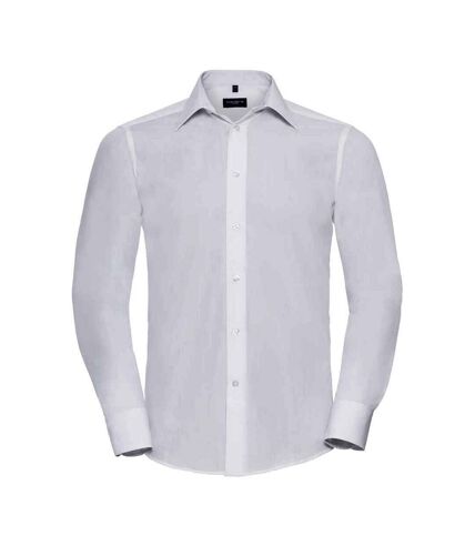 Russell Collection Mens Poplin Tailored Long-Sleeved Formal Shirt (White)