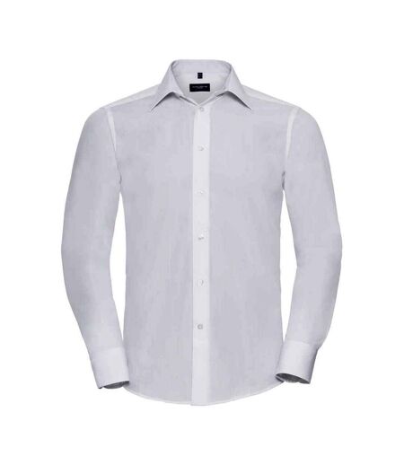 Russell Collection Mens Poplin Tailored Long-Sleeved Formal Shirt (White) - UTPC5809