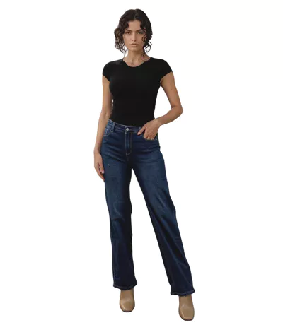 Jean Femme Wide Leg Taille Haute - Confort et Style en Bleu Grande Taille