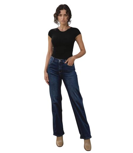 Jean Femme Wide Leg Taille Haute - Confort et Style en Bleu Grande Taille