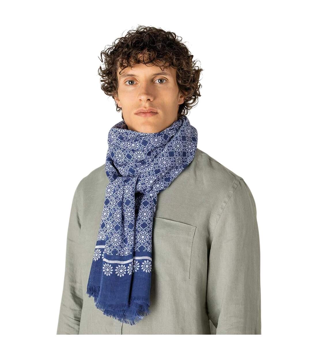 Écharpe Motif/style Mosaïque Florale Taille Unique Bleu Spasso-3