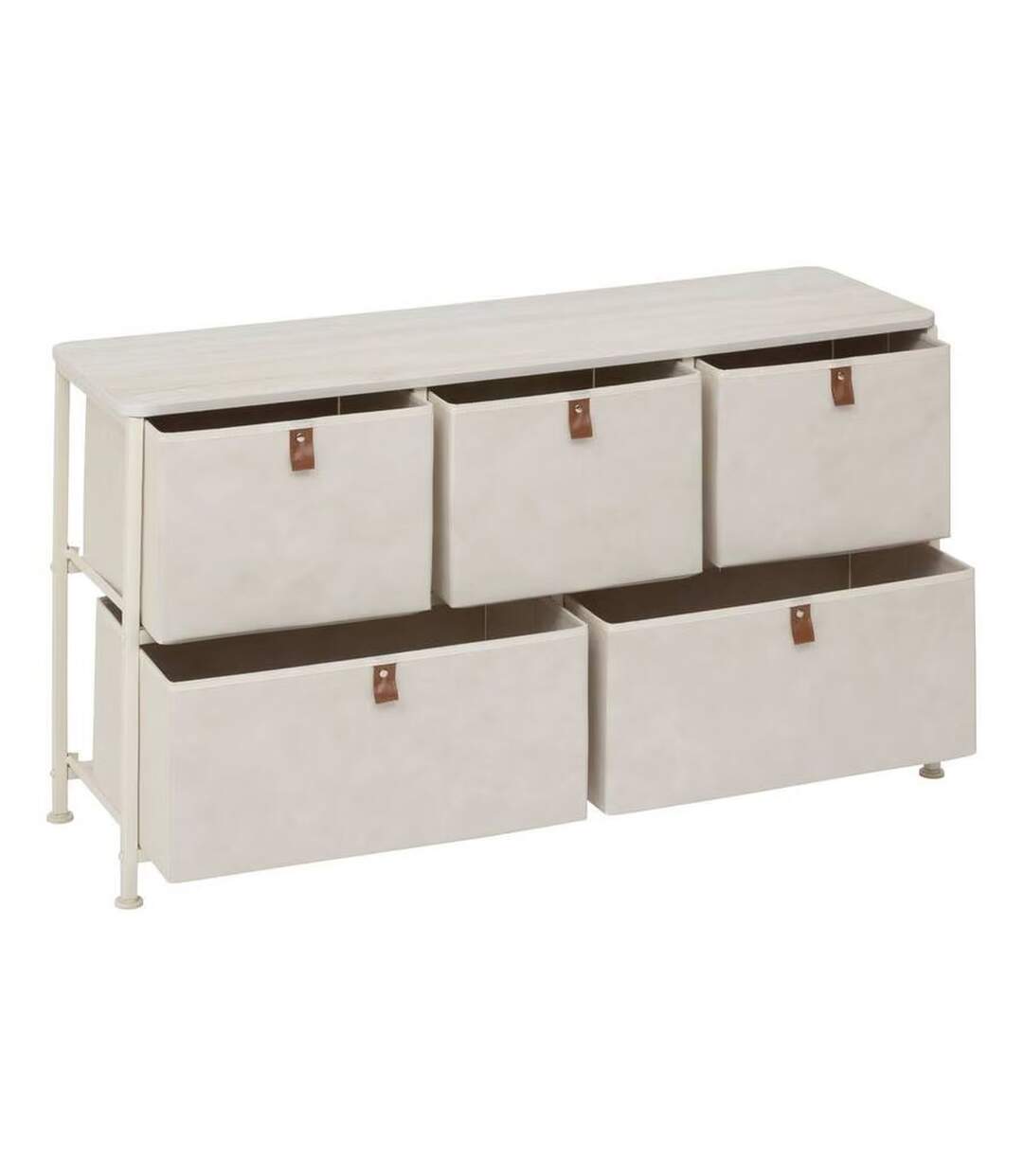 Commode basse 5 tiroirs TISSA - Beige-3