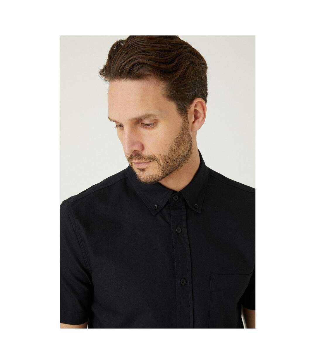 Mens oxford slim short-sleeved shirt black Burton-3
