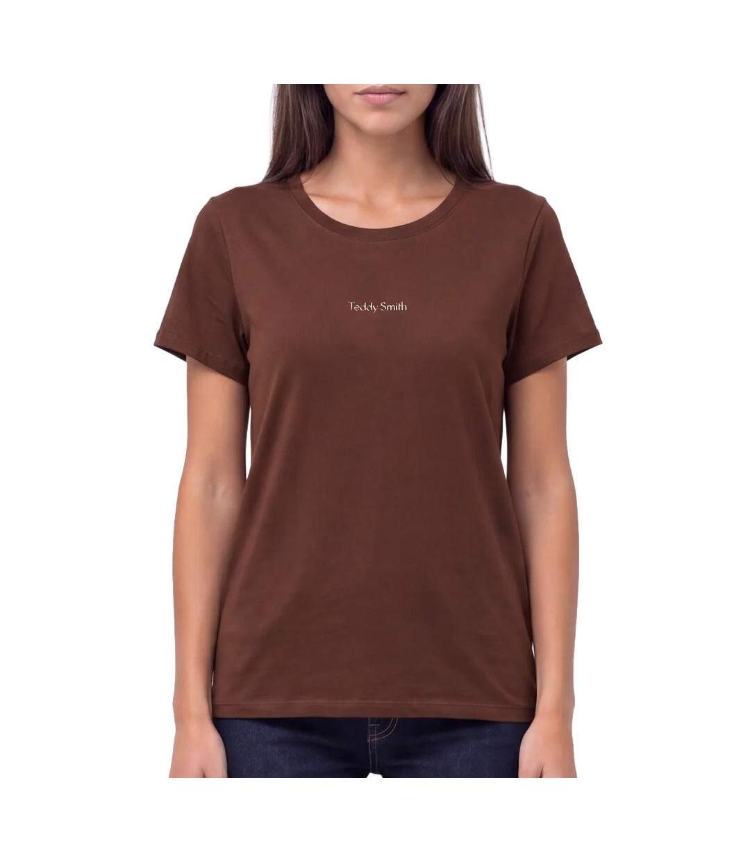 T-Shirt marron femme teddy smith ribelles-1