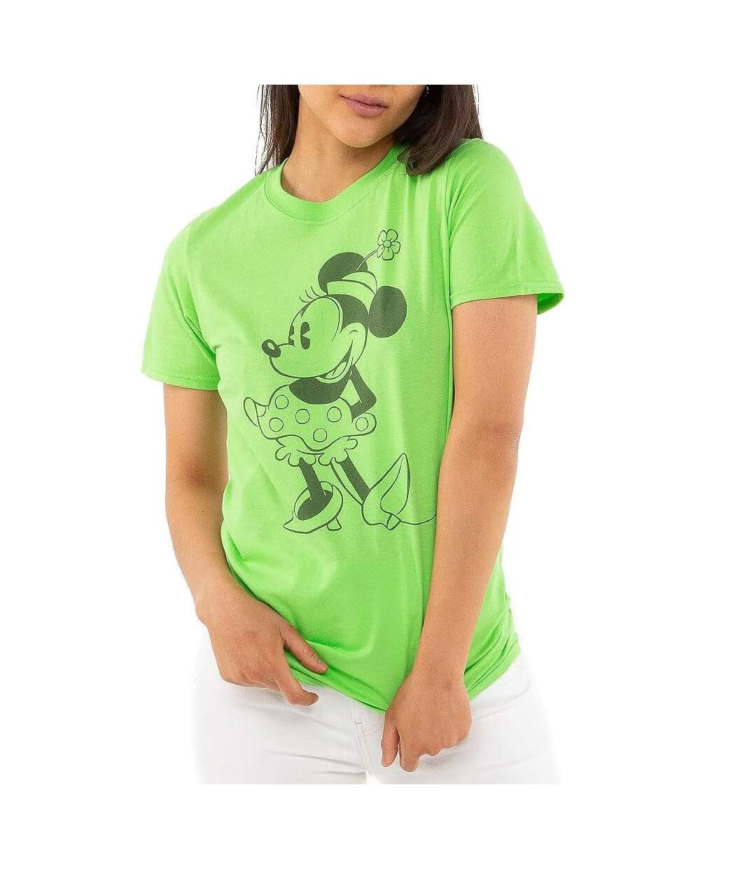 T-Shirt vert femme disney minnie lime-1
