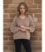 Pull femme manches longues - Couleur beige - Col en pointe