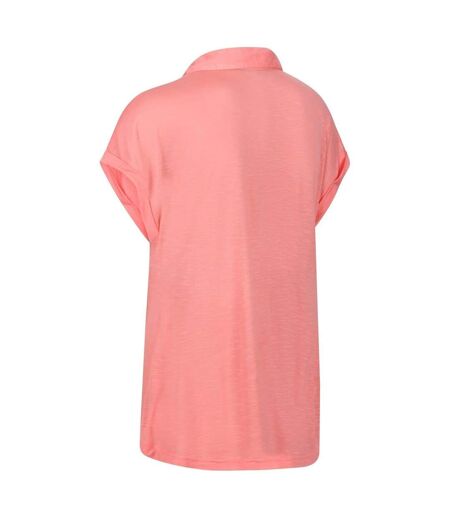 Polo Manches Courtes À Col V Motif/style Uni Femme Rose Corail Regatta