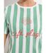 T-shirt rayé col rond message Café plage-4