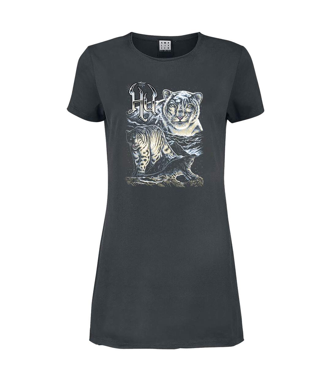 Womens/ladies Snow Leopards The Hu T-shirt Dress Charcoal Amplified-1