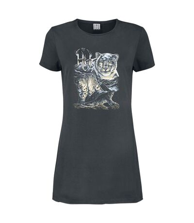Womens/ladies Snow Leopards The Hu T-shirt Dress Charcoal Amplified