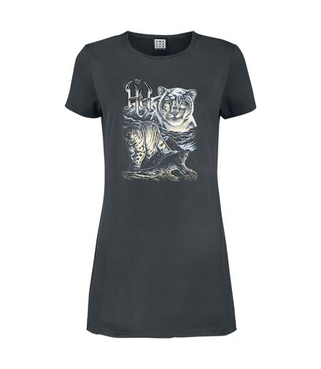 Womens/ladies Snow Leopards The Hu T-shirt Dress Charcoal Amplified