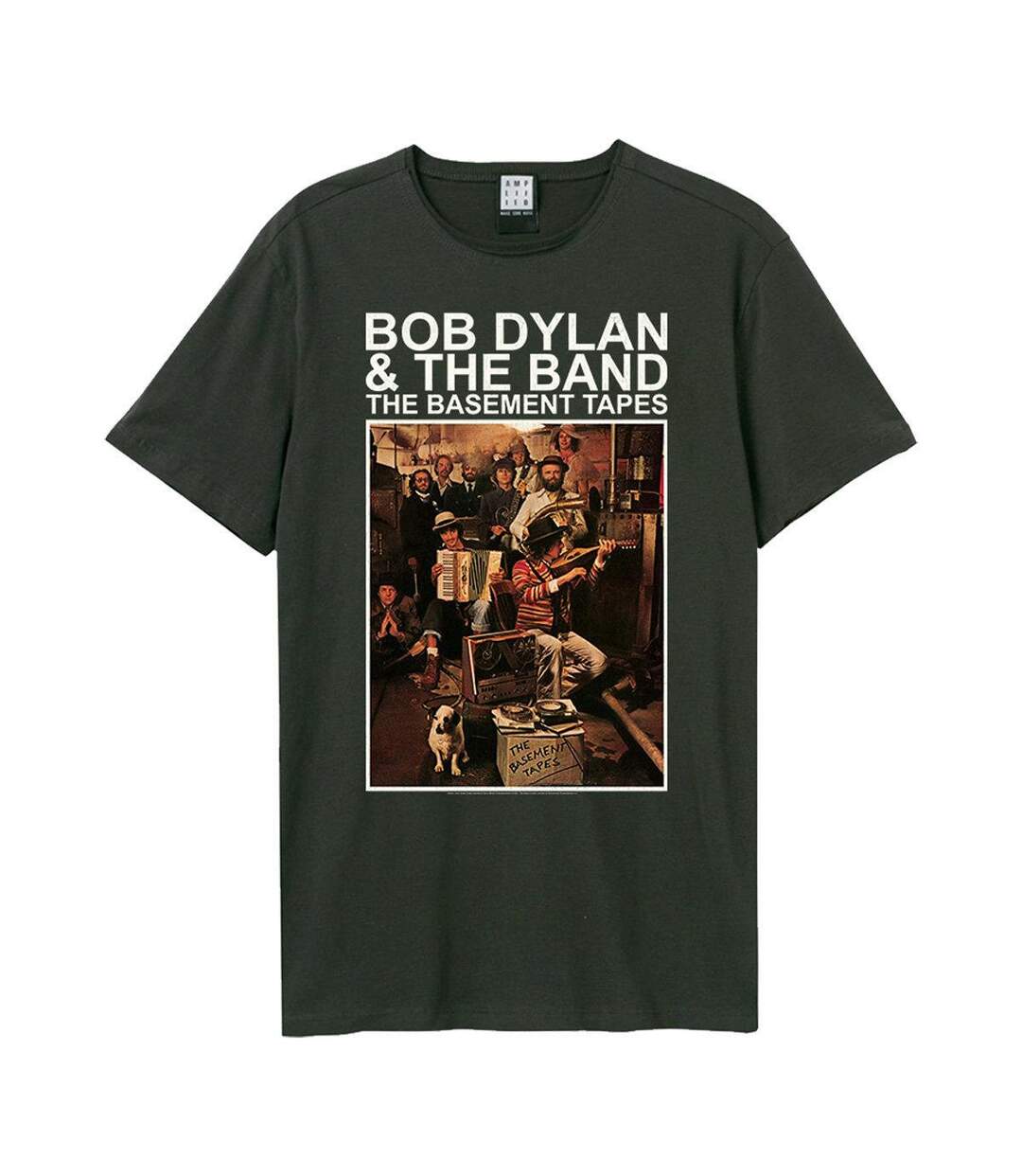 Unisex adult the basement tapes bob dylan & the band t-shirt charcoal Amplified-1