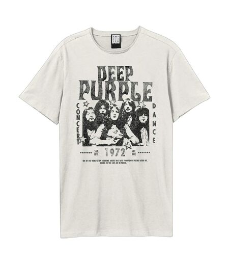 Unisex adult 1972 deep purple t-shirt vintage white Amplified
