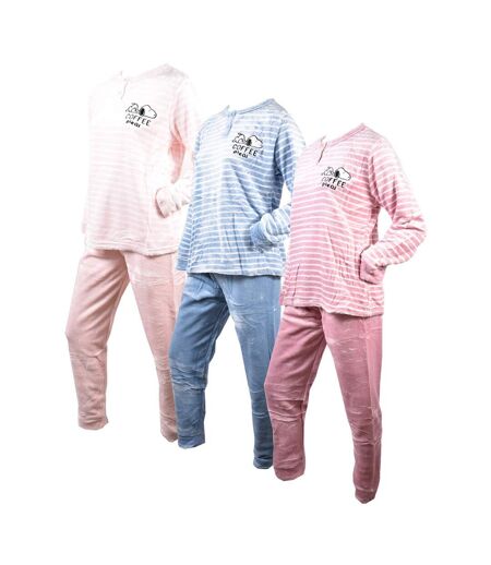 Pyjama Femme Long SWEET SECRET Q1578 POLAIRE ROSE