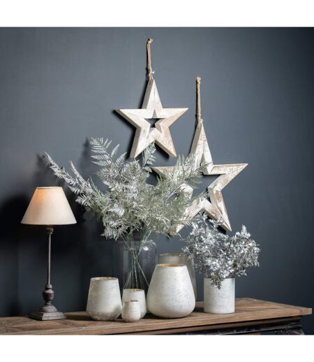 Sparkle wooden star hanging ornament one size brown/white Hill Interiors