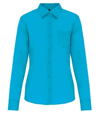 Chemise popeline manches longues - Femme - K549 - bleu turquoise