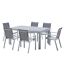 Salon de jardin en aluminium décor bois Tulum Table et 6 fauteuils