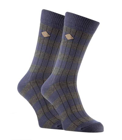 2 Paires Chaussettes Homme Coton Retro Rayees