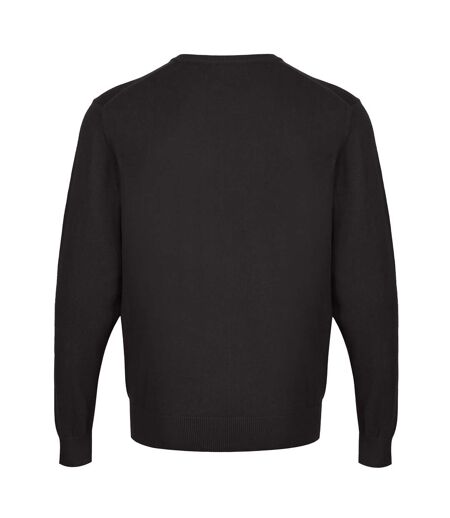 Mens Knitted V Neck Jumper Black CastlePoint