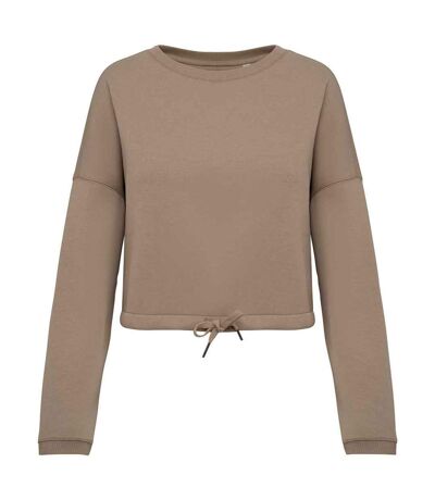 Womens/ladies oversized crop sweatshirt wet sand Native Spirit