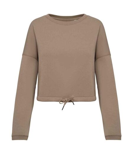 Womens/ladies oversized crop sweatshirt wet sand Native Spirit
