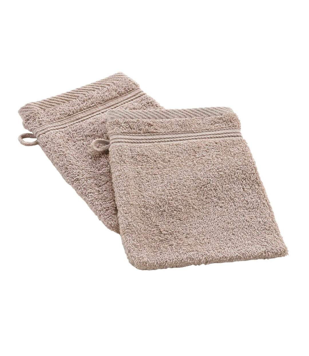 Lot de 2 Gants de Toilette Tendresse 15x21cm Taupe-1