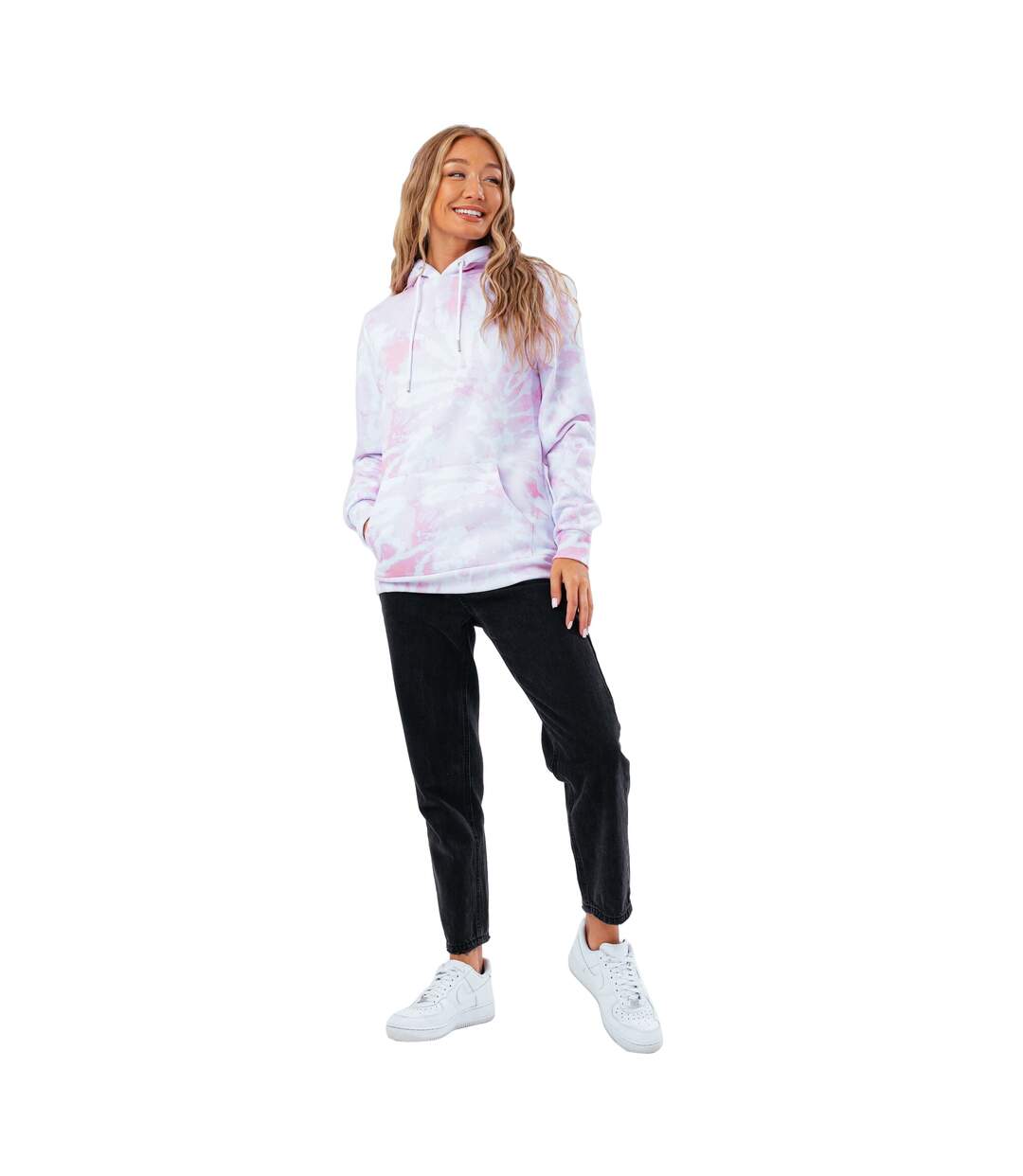 Womens/ladies tie dye pullover hoodie pink Hype