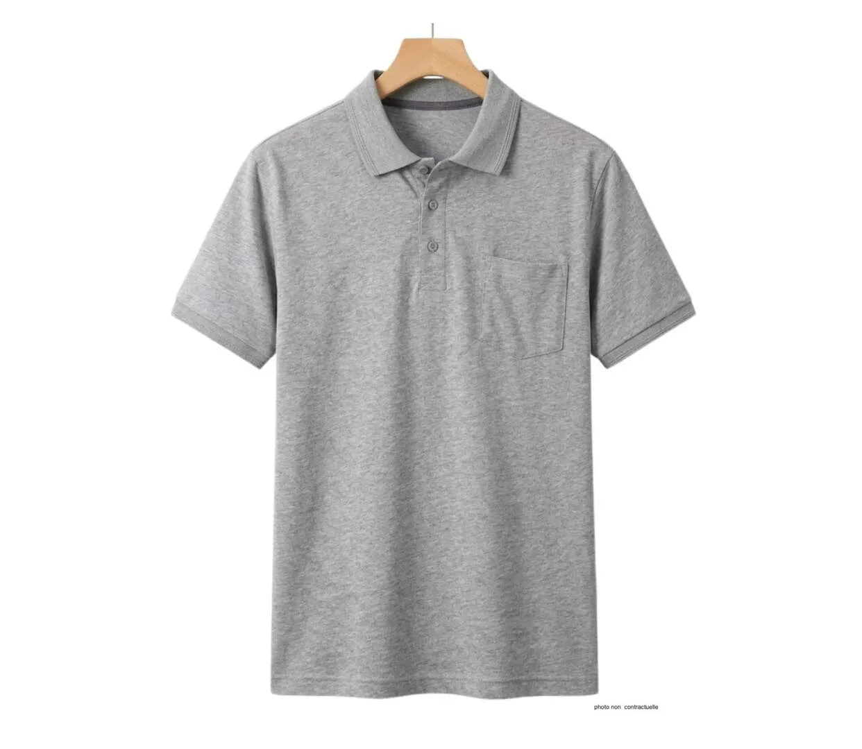 CHALLENGER REMY4 : Polo manches courtes en coton gris chiné pour un confort quotidien absolu-2