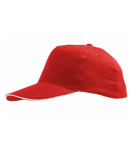 SOLS Unisex Sunny 5 Panel Baseball Cap (Red/White) - UTPC371