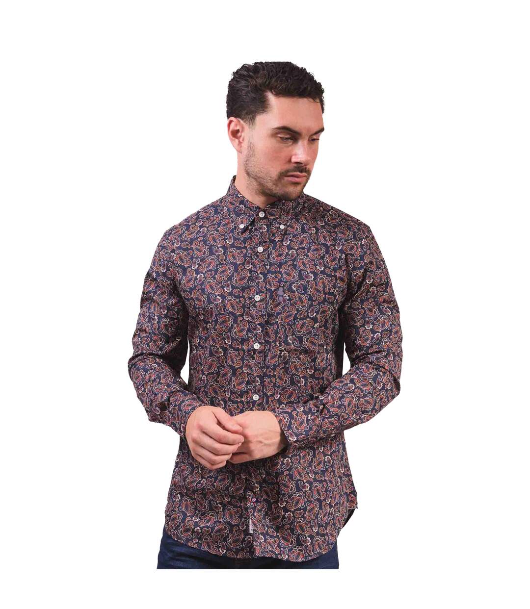 Chemise Manches Longues Motif/style Cachemire Homme Bleu Marine Lambretta-1
