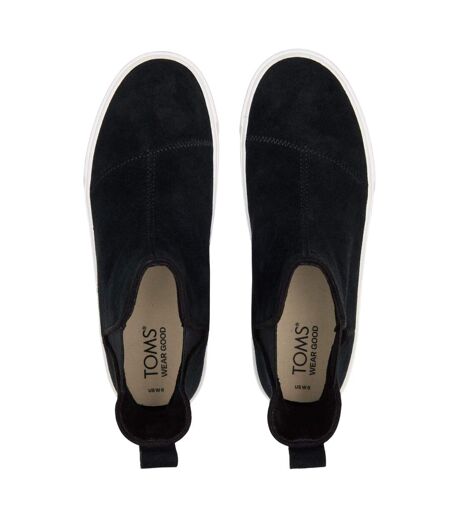 Womens/ladies Fenix Suede Platform Chelsea Boots Black Toms
