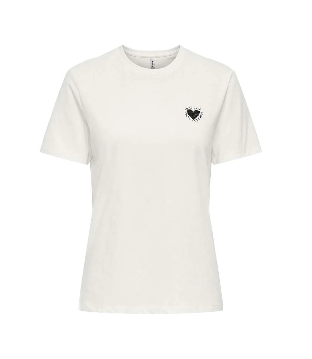 T-Shirt blanc/noir femme only heart-1