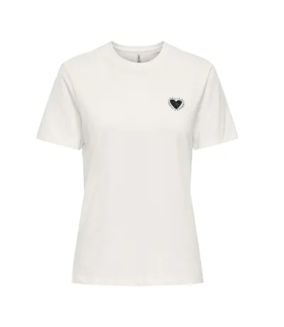 T-Shirt blanc/noir femme only heart