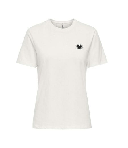 T-Shirt blanc/noir femme only heart