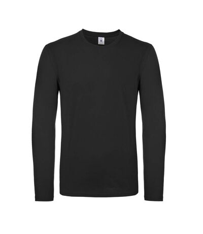 B&C Mens Round Neck Long-Sleeved T-Shirt (Black)