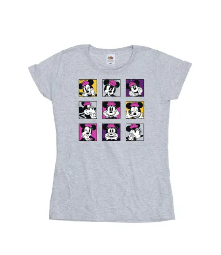 Disney T-shirt en coton à carreaux Minnie Mouse Femme/Ladies (Gris sportif) - UTBI33124