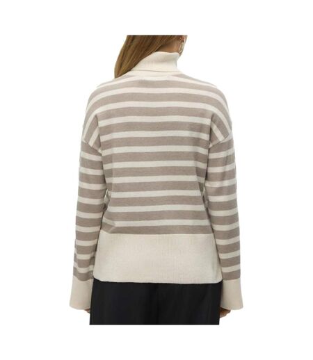 Pull Blanc/Marron Femme Vero Moda Fantastic Rollneck - L